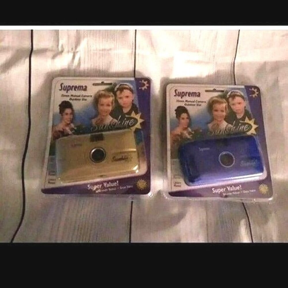 Suprema Sunshine 35mm Manual Outdoor Cameras Set Of 2 In Gold & Blue -NEW